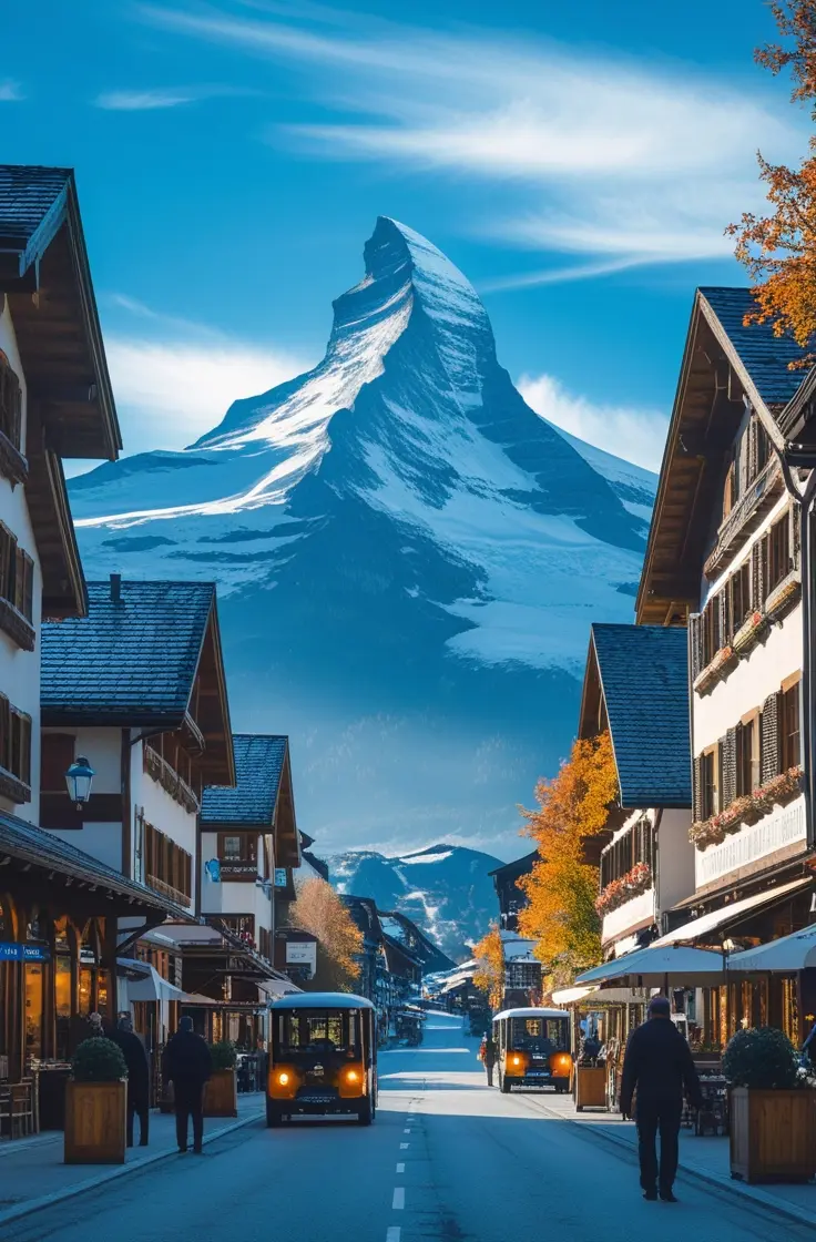 Zermatt village with Matterhorn backdrop - Comfort Transfers.